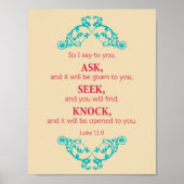 Luke 11:9 Also sage ich Ihnen. Poster (Vorne)