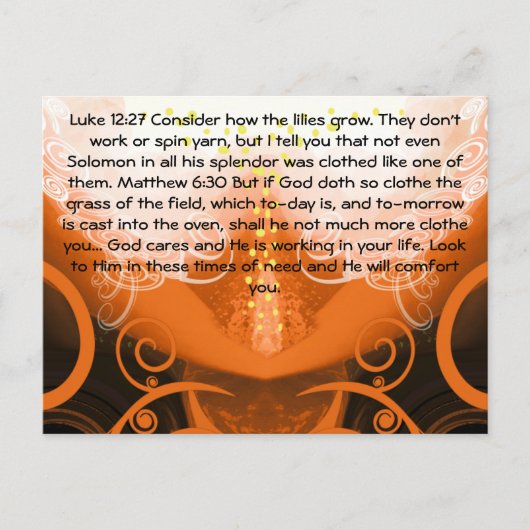 Luke 12:27 Überlegen Sie, wie die Lilien wachsen. Postkarte (Vorderseite)