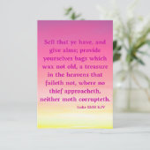 Luke 12:33 KJV Bibelschrift Pic Begrüßung Karte (Stehend Vorderseite)