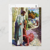 Luke 17:11-19 Zehn Lepers Postkarte gereinigt (Vorne/Hinten)