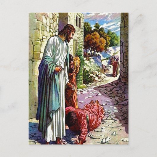 Luke 17:11-19 Zehn Lepers Postkarte gereinigt (Vorderseite)