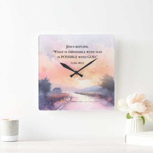 Luke 18:27 Möglich mit Gott, Jesus Bibel Verse Quadratische Wanduhr (Zuhause)
