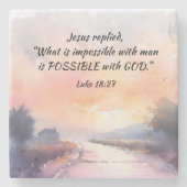 Luke 18:27 Möglich mit Gott, Jesus Bibel Verse Steinuntersetzer (Vorderseite)