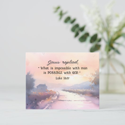 Luke 18:27 Möglich mit Gott Jesus Bibelkarte (Stehend Vorderseite)