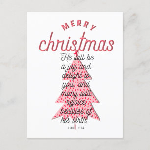 Luke 1:14 Rosa Weihnachtsbaum-Typografie Feiertagspostkarte