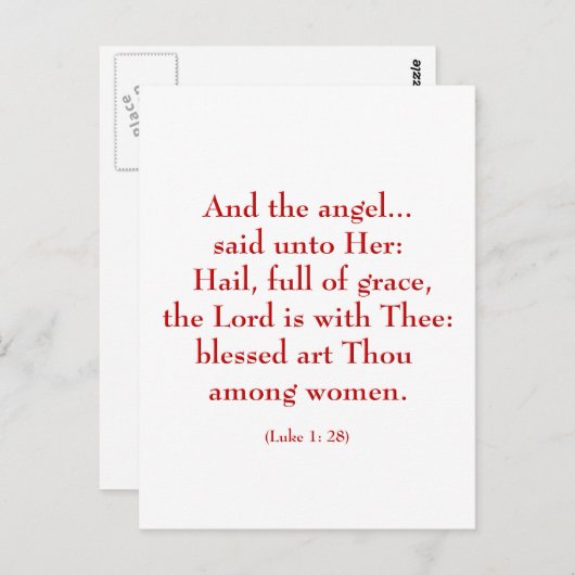Luke 1:28 (Hagel Maria) Postkarte (Vorne/Hinten)