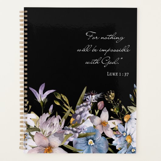 Luke 1:37 Bibel Verse Wilde Blume Wasserfarbene Ku Planer (Vorderseite)