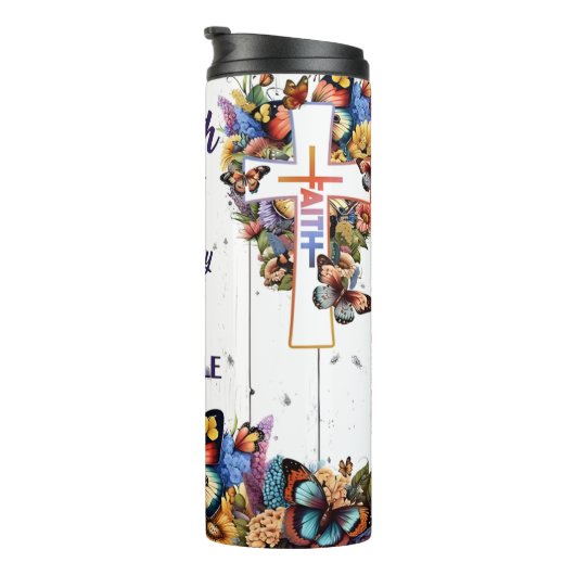 Luke 1:37 Der Glaube macht Dinge möglich Thermosbecher (Nach rechts gedreht)