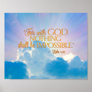 Luke 1:37 mit Gott nichts Unmögliche Canvas Print Poster