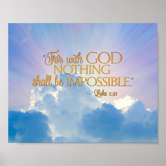Luke 1:37 mit Gott nichts Unmögliche Canvas Print Poster (Vorne)