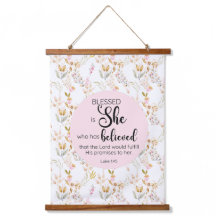 Luke 1:45 Gesegnet ist Sie Aquarell Rosa Blütenbra