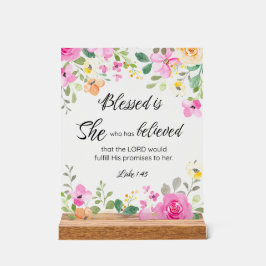 Luke 1:45 Gesegnet ist sie, Frauen-Schrift Bloral Acrylschild