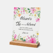 Luke 1:45 Gesegnet ist sie, Frauen-Schrift Bloral Acrylschild (Winkel)