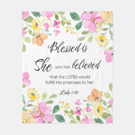 Luke 1:45 Gesegnet ist sie, Frauen-Schrift Bloral Fleecedecke