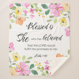 Luke 1:45 Gesegnet ist sie, Frauen-Schrift Bloral Sherpadecke