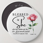 Luke 1:45 Gesegnet ist Sie Rose Blume Button (Vorne & Hinten)