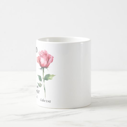 Luke 1:45 Gesegnet ist Sie Rose Blume Kaffeetasse (Mittel)