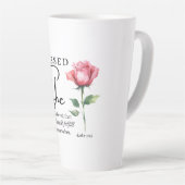 Luke 1:45 Gesegnet ist Sie Rose Blume Milchtasse (Rechte Ecke)
