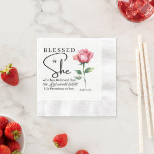 Luke 1:45 Gesegnet ist Sie Rose Blume Serviette