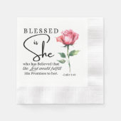 Luke 1:45 Gesegnet ist Sie Rose Blume Serviette (Vorderseite)