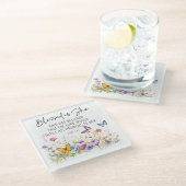 Luke 1:45 Gesegnet ist Sie Schrift Wildblumen Glasuntersetzer (Schrägansicht)