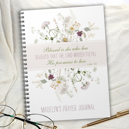 Luke 1:45 Gesegnet ist sie Wildblume Gebet Journal Notizblock