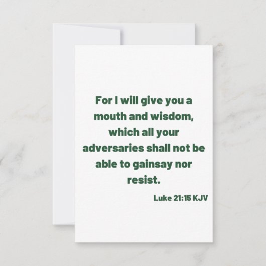Luke 21:15 KJV Bible Verse Flat Greeting Card Karte (Vorderseite)