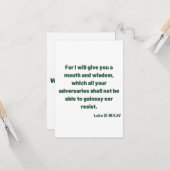 Luke 21:15 KJV Bible Verse Flat Greeting Card Karte (Vorderseite/Rückseite Beispiel)