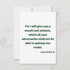 Luke 21:15 KJV Bible Verse Flat Greeting Card Karte