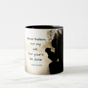Luke 22:42 Nicht mein Wille, sondern euer seid get Zweifarbige Tasse
