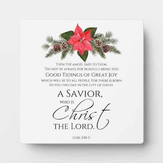 Luke 2:10-11 Gute Nachricht Poinsettia Weihnachten Fotoplatte (Vorderseite)