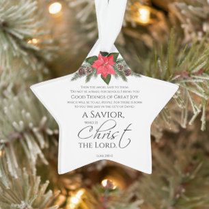 Luke 2:10-11 Gute Nachricht Poinsettia Weihnachten Ornament