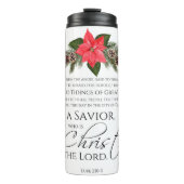 Luke 2:10-11 Gute Nachricht Poinsettia Weihnachten Thermosbecher (Vorderseite)
