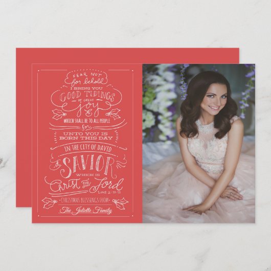 Luke 2-10-11 Passage Weihnachtsgrüßkarte Einladung (Vorne/Hinten)