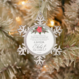 Luke 2:10-11 Poinsettia Weihnachten Nahtloses Must Schneeflocken Zinn-Ornament
