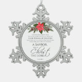 Luke 2:10-11 Poinsettia Weihnachten Nahtloses Must Schneeflocken Zinn-Ornament (Vorderseite)