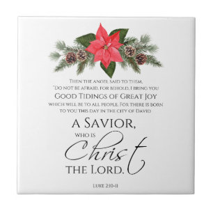 Luke 2:10-11 Poinsettia Weihnachtsschrift Fliese