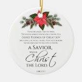 Luke 2:10-11 Poinsettia Weihnachtsschrift Keramik Ornament (Vorne)