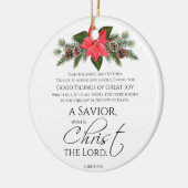 Luke 2:10-11 Poinsettia Weihnachtsschrift Keramik Ornament (Links)