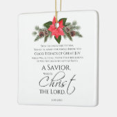Luke 2:10-11 Poinsettia Weihnachtsschrift Keramikornament (Links)