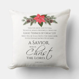 Luke 2:10-11 Poinsettia Weihnachtsschrift Kissen