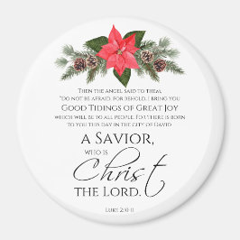 Luke 2:10-11 Poinsettia Weihnachtsschrift Magnet
