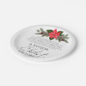 Luke 2:10-11 Poinsettia Weihnachtsschrift Pappteller (Schrägansicht)