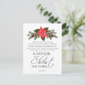 Luke 2:10-11 Poinsettia Weihnachtsschrift Postkarte (Stehend Vorderseite)