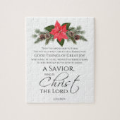 Luke 2:10-11 Poinsettia Weihnachtsschrift Puzzle (Vertikal)
