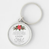 Luke 2:10-11 Poinsettia Weihnachtsschrift Schlüsselanhänger (Vorne)