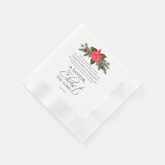Luke 2:10-11 Poinsettia Weihnachtsschrift Serviette (Ecke)