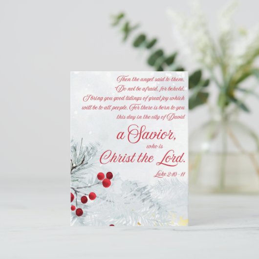 Luke 2:10-11 Weihnachtsmann in Aquarell Postkarte (Stehend Vorderseite)