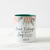 Luke 2:10 Gute Nachricht von großer Freude, Weihna Zweifarbige Tasse (Mittel)