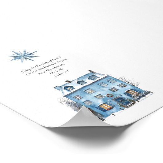 Luke 2:11 Blue House Weihnachts-Poster Poster (Ecke)
